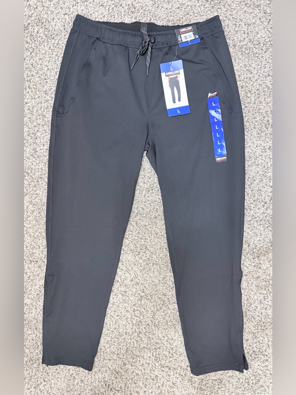 Kirkland Signature Black Active Pants — Moisture-Wicking - Men’s Size L - NWT